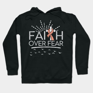 Faith over Fear Peach Ribbon Uterine Cancer Hoodie